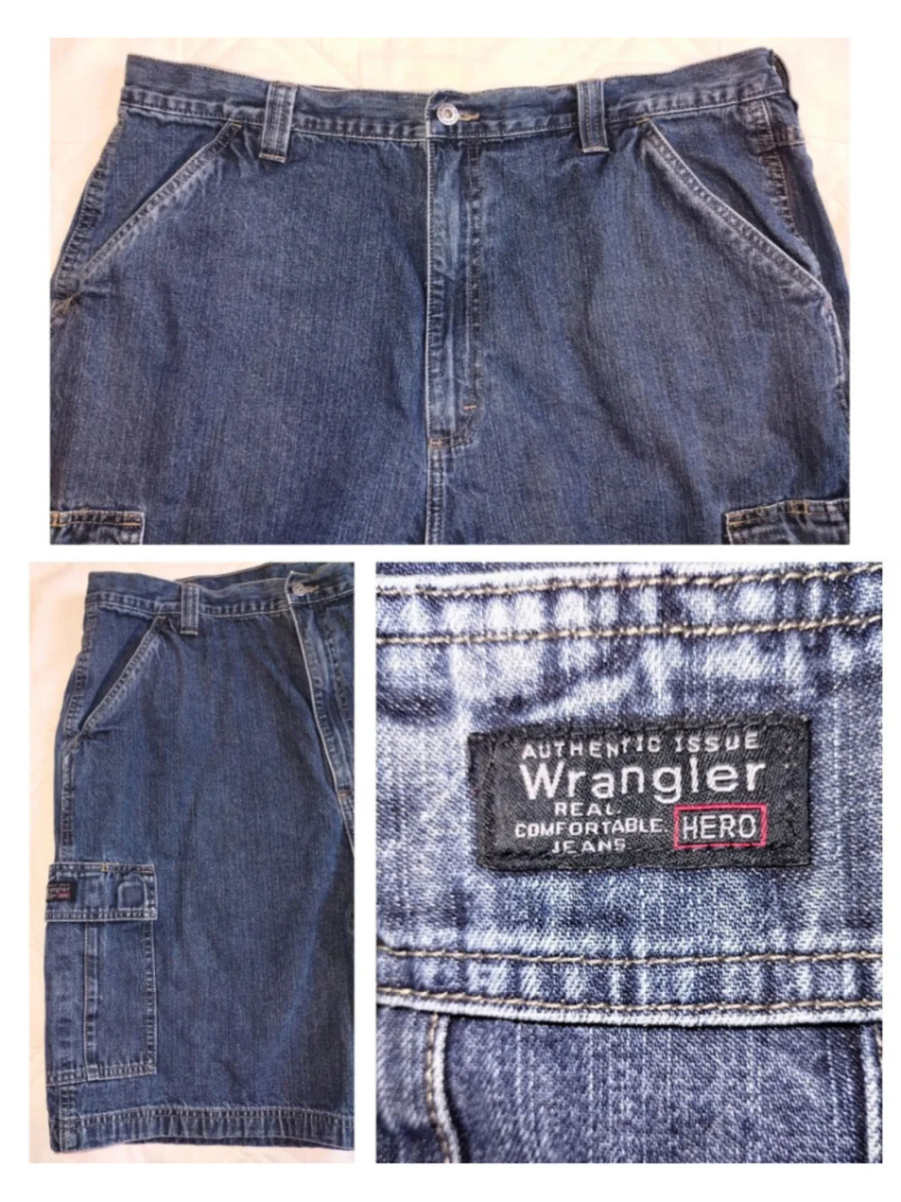Men's Wrangler Hero Blue Denim Cargo Jean Shorts (Waist 38)